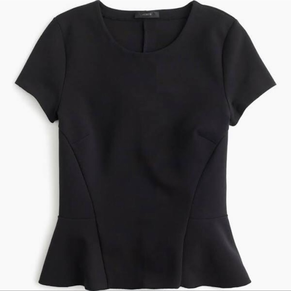 J. Crew Structured Black Peplum Top, XS